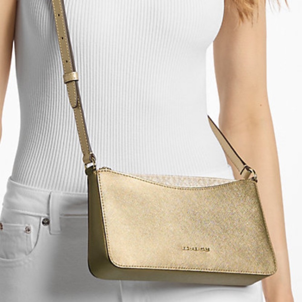 MICHAEL KORS Arden Medium Metallic Crossbody Bag
Pale Gold 
NWT